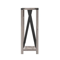 Console à 2 niveaux avec entretoises latérales et caches d'angle en métal