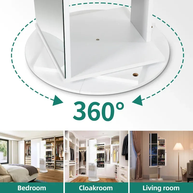 Armoire à bijoux Moasis 66 pouces de haut avec miroir pleine longueur, meuble sur pied verrouillable