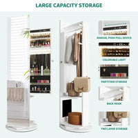 Armoire à bijoux Moasis 66 pouces de haut avec miroir pleine longueur, meuble sur pied verrouillable