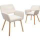 Fauteuils d'appoint modernes en velours avec pieds en bois massif, lot de 2, blanc