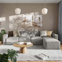 Canapé sectionnel modulaire contemporain 5 pièces avec pouf