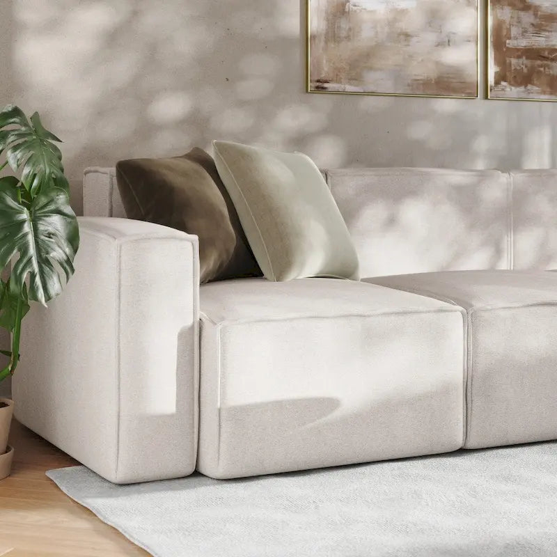 Canapé sectionnel modulaire contemporain 5 pièces avec pouf