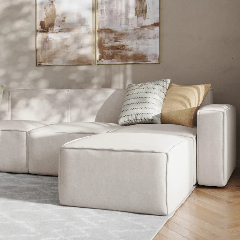 Canapé sectionnel modulaire contemporain 5 pièces avec pouf