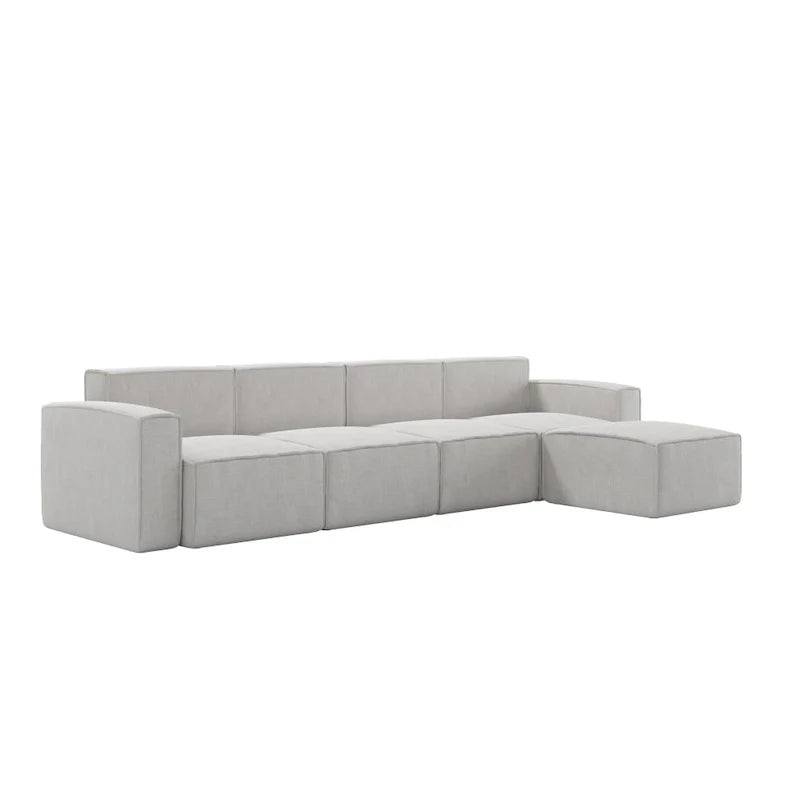 Canapé sectionnel modulaire contemporain 5 pièces avec pouf