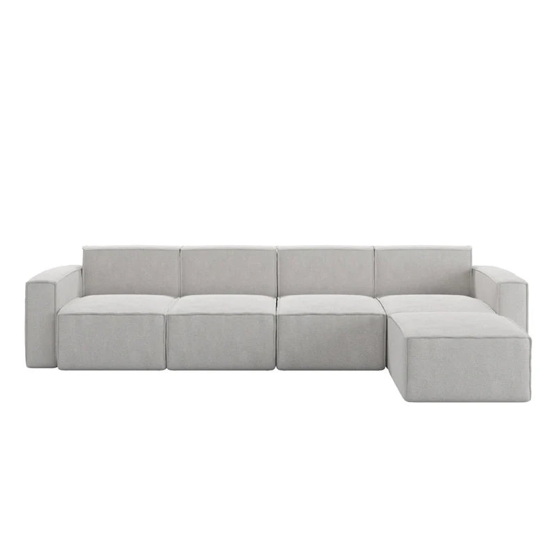 Canapé sectionnel modulaire contemporain 5 pièces avec pouf