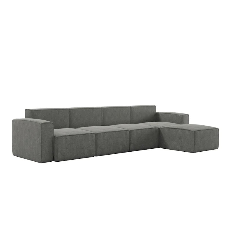 Canapé sectionnel modulaire contemporain 5 pièces avec pouf