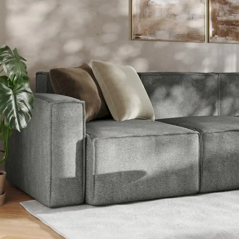 Canapé sectionnel modulaire contemporain 5 pièces avec pouf