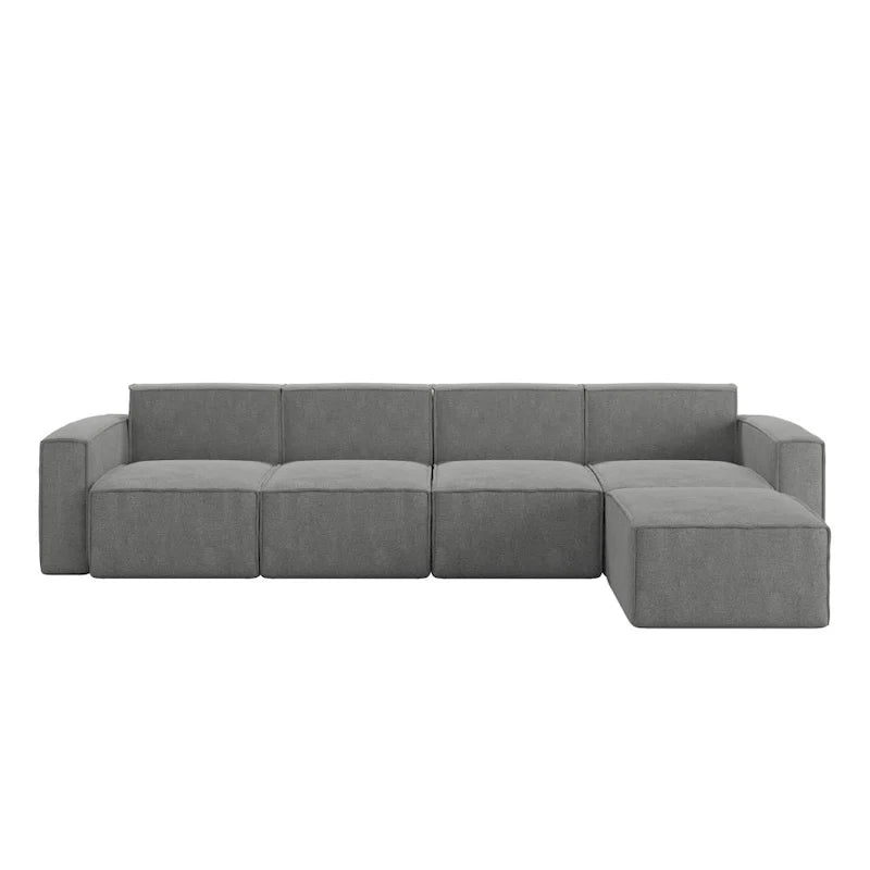 Canapé sectionnel modulaire contemporain 5 pièces avec pouf