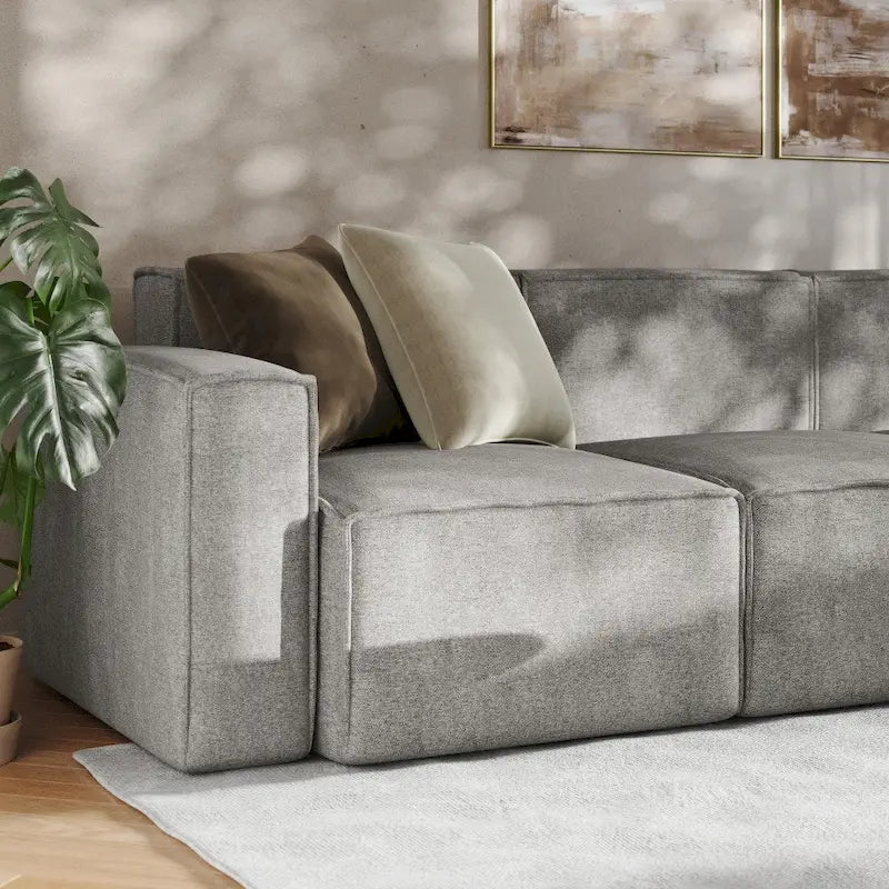 Canapé sectionnel modulaire contemporain 5 pièces avec pouf