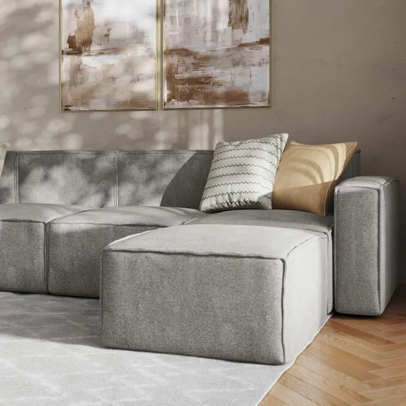 Canapé sectionnel modulaire contemporain 5 pièces avec pouf