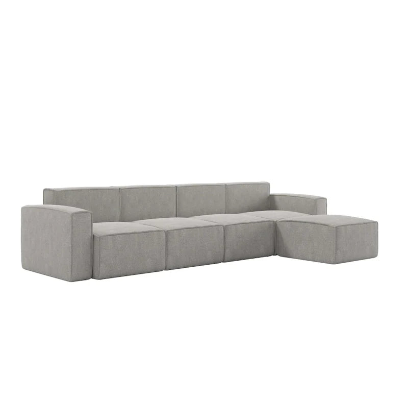 Canapé sectionnel modulaire contemporain 5 pièces avec pouf