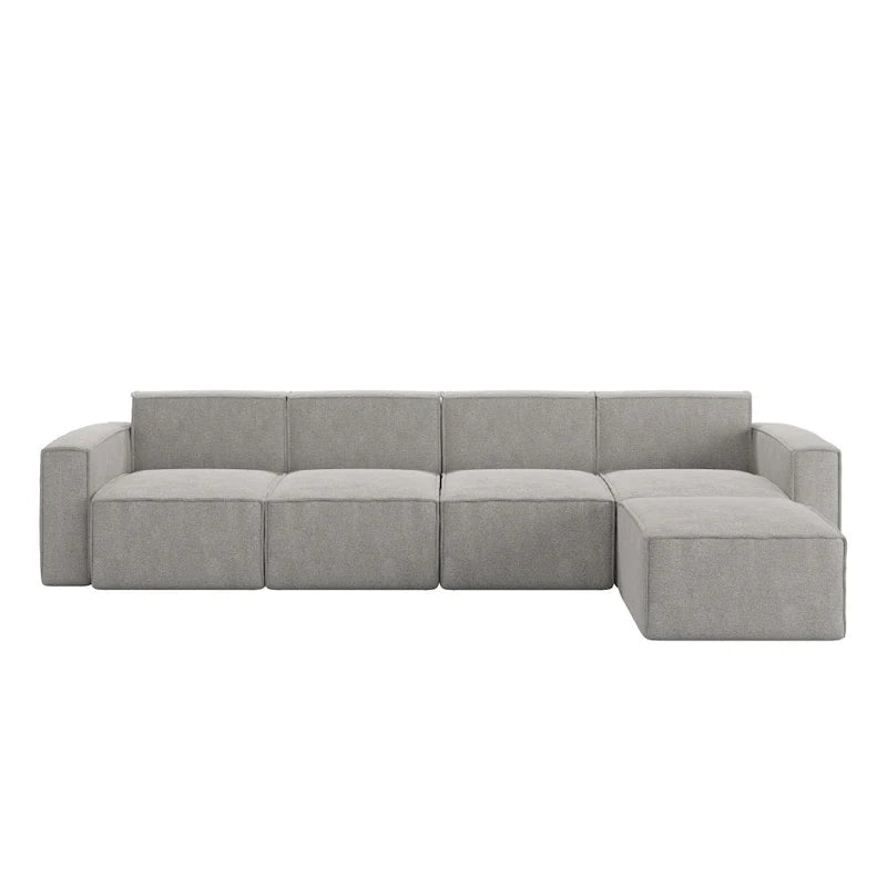 Canapé sectionnel modulaire contemporain 5 pièces avec pouf