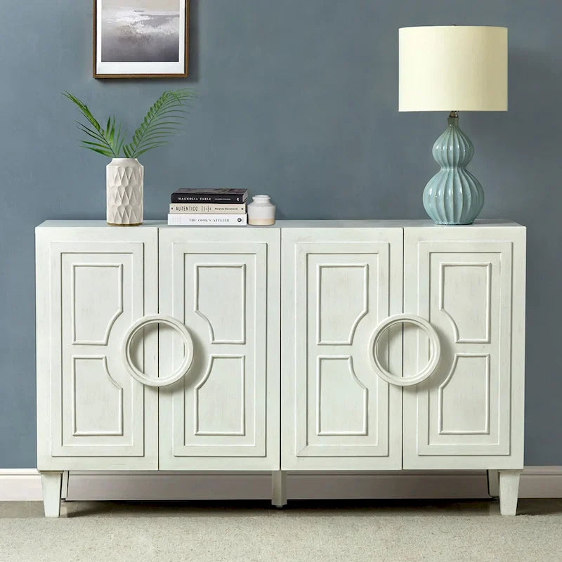 Connie 58 Buffet Dressoir Contemporain avec Poignées de Porte Rondes en Bois Massif par HULALA HOME