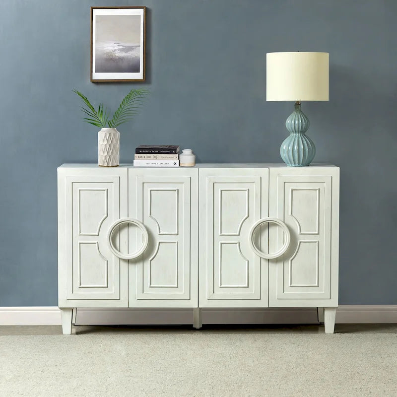 Connie 58 Buffet Dressoir Contemporain avec Poignées de Porte Rondes en Bois Massif par HULALA HOME