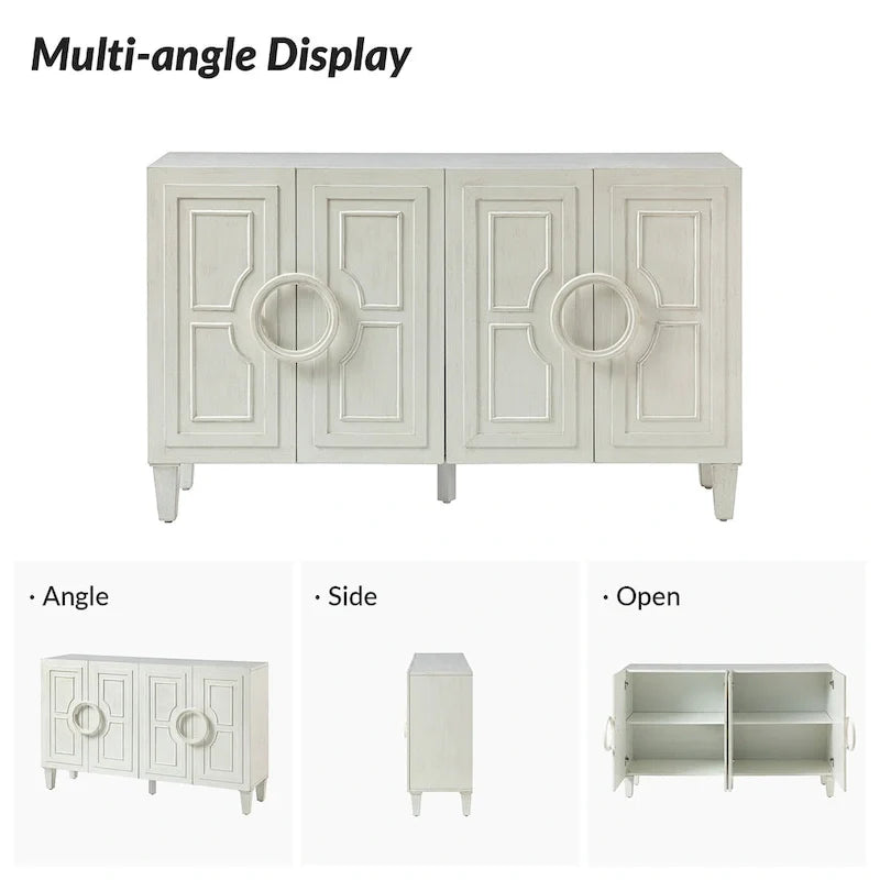 Connie 58 Buffet Dressoir Contemporain avec Poignées de Porte Rondes en Bois Massif par HULALA HOME