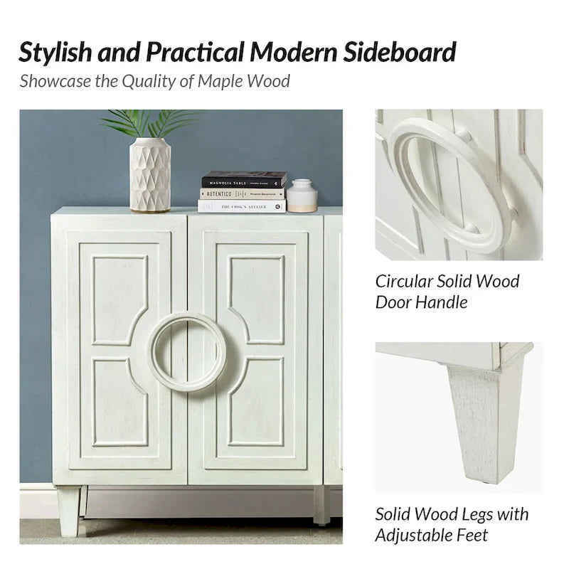 Connie 58 Buffet Dressoir Contemporain avec Poignées de Porte Rondes en Bois Massif par HULALA HOME