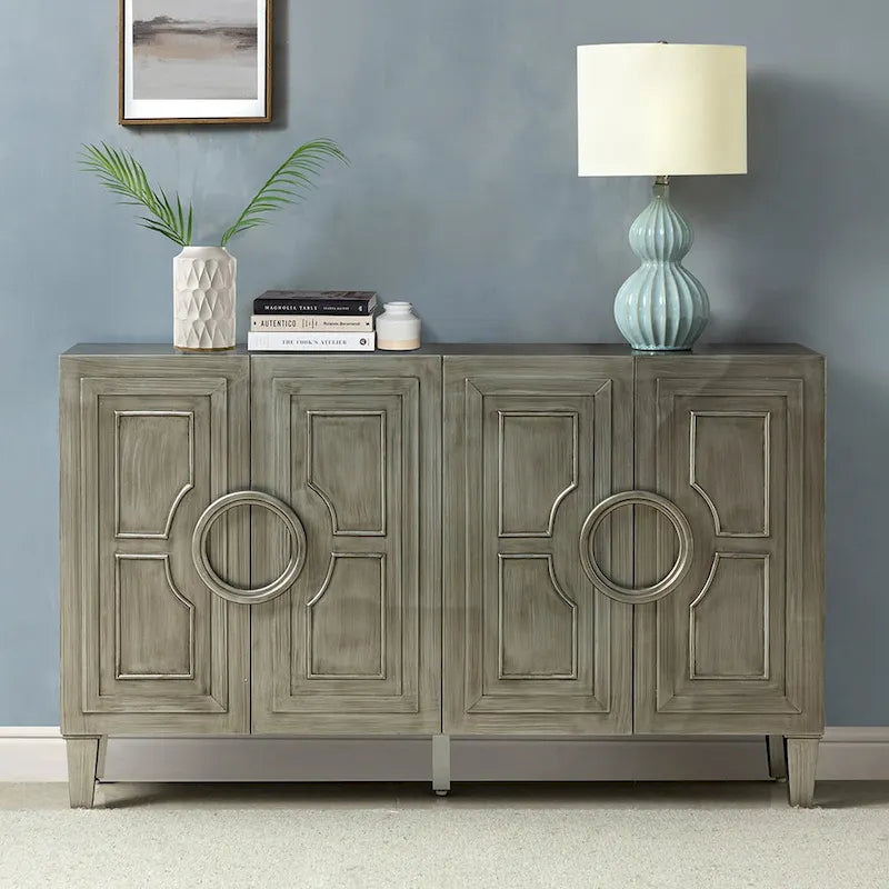 Connie 58 Buffet Dressoir Contemporain avec Poignées de Porte Rondes en Bois Massif par HULALA HOME