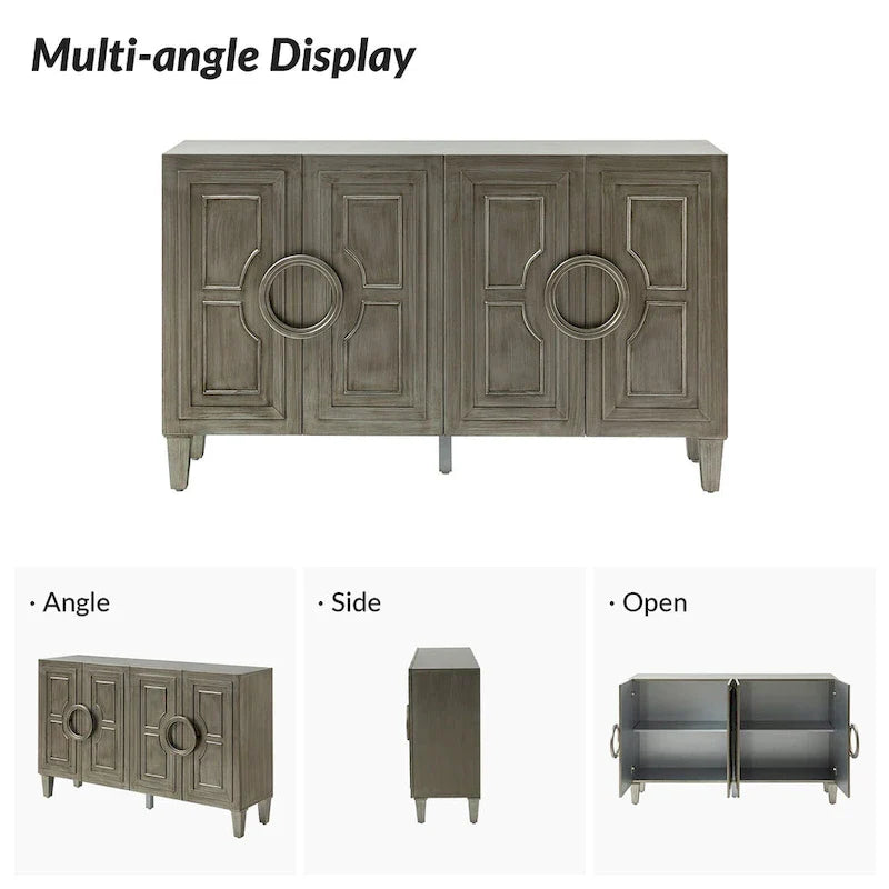 Connie 58 Buffet Dressoir Contemporain avec Poignées de Porte Rondes en Bois Massif par HULALA HOME
