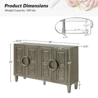 Connie 58 Buffet Dressoir Contemporain avec Poignées de Porte Rondes en Bois Massif par HULALA HOME