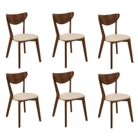 Chaises de salle à manger à dossier ouvert Markus beige et châtaigne (lot de 6)
