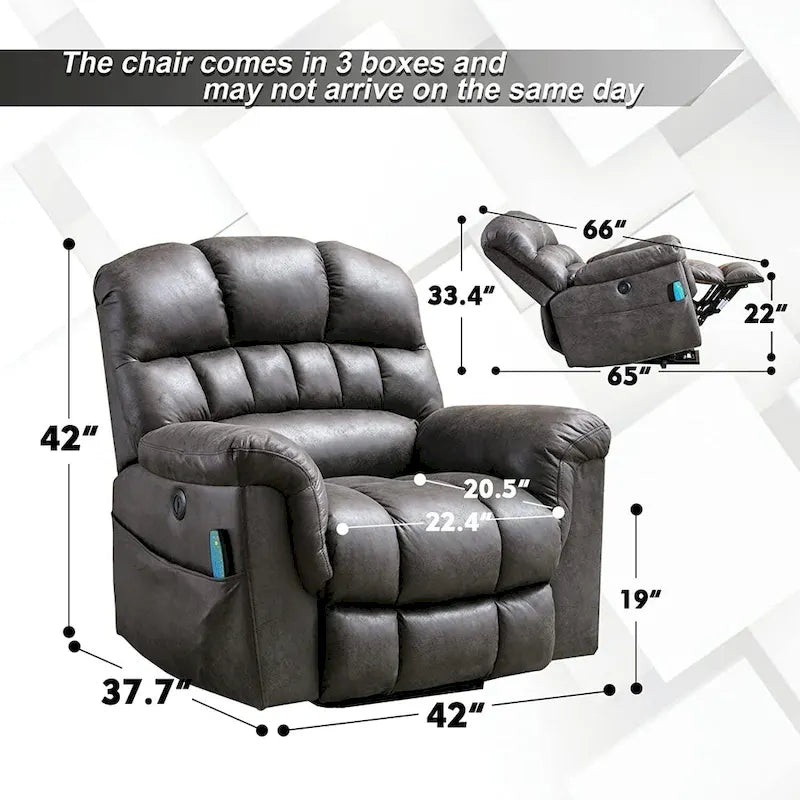 Ebello Canapé releveur électrique en microsuède avec fauteuil de massage