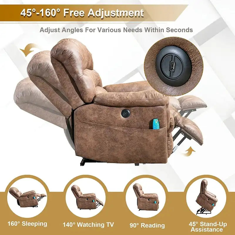 Ebello Canapé releveur électrique en microsuède avec fauteuil de massage