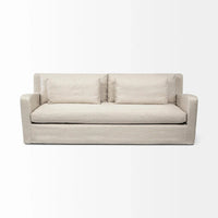 Canapé déhoussable en tissu beige Denly avec coussins de dossier à double empilement - 92,5 larg. x 38,2 prof. x 34,5 haut.