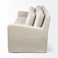 Canapé déhoussable en tissu beige Denly avec coussins de dossier à double empilement - 92,5 larg. x 38,2 prof. x 34,5 haut.
