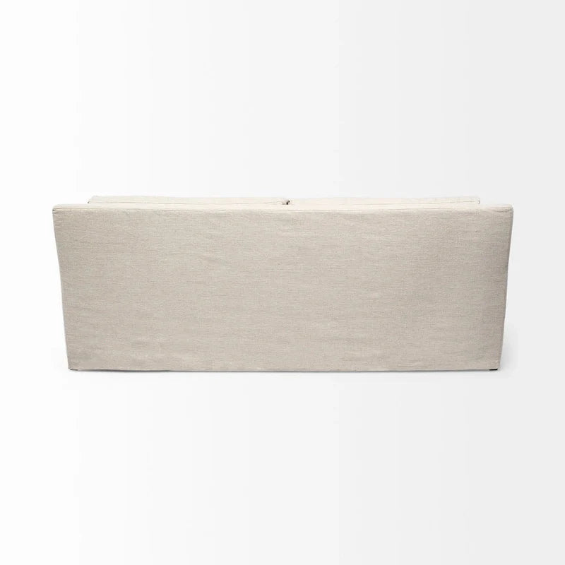 Canapé déhoussable en tissu beige Denly avec coussins de dossier à double empilement - 92,5 larg. x 38,2 prof. x 34,5 haut.