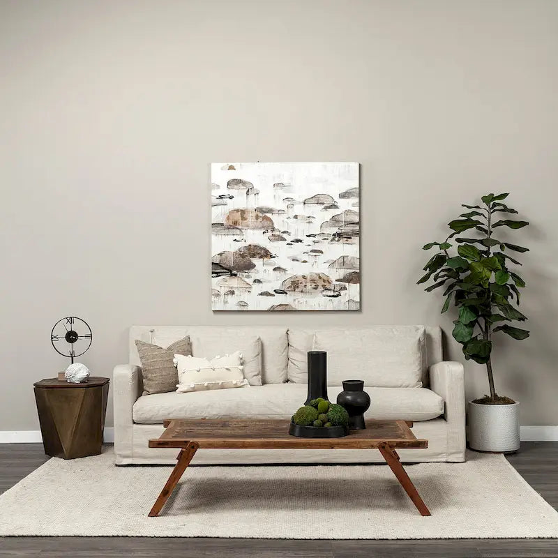 Canapé déhoussable en tissu beige Denly avec coussins de dossier à double empilement - 92,5 larg. x 38,2 prof. x 34,5 haut.