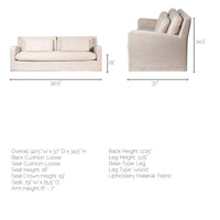 Canapé déhoussable en tissu beige Denly avec coussins de dossier à double empilement - 92,5 larg. x 38,2 prof. x 34,5 haut.