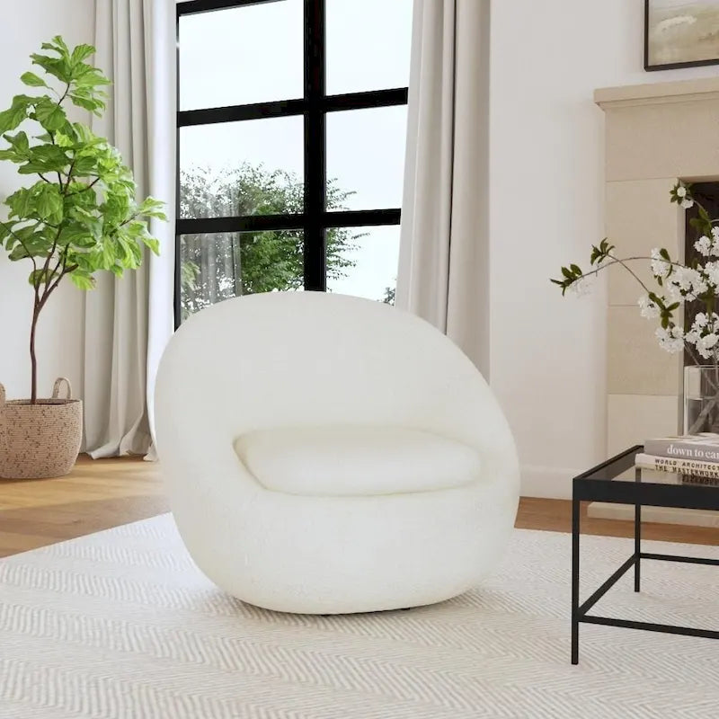 Fauteuil pivotant rond HomePop en sherpa blanc