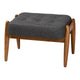 Repose-pieds ottoman Jeanine Japandi en tissu gris foncé et bois finition noyer