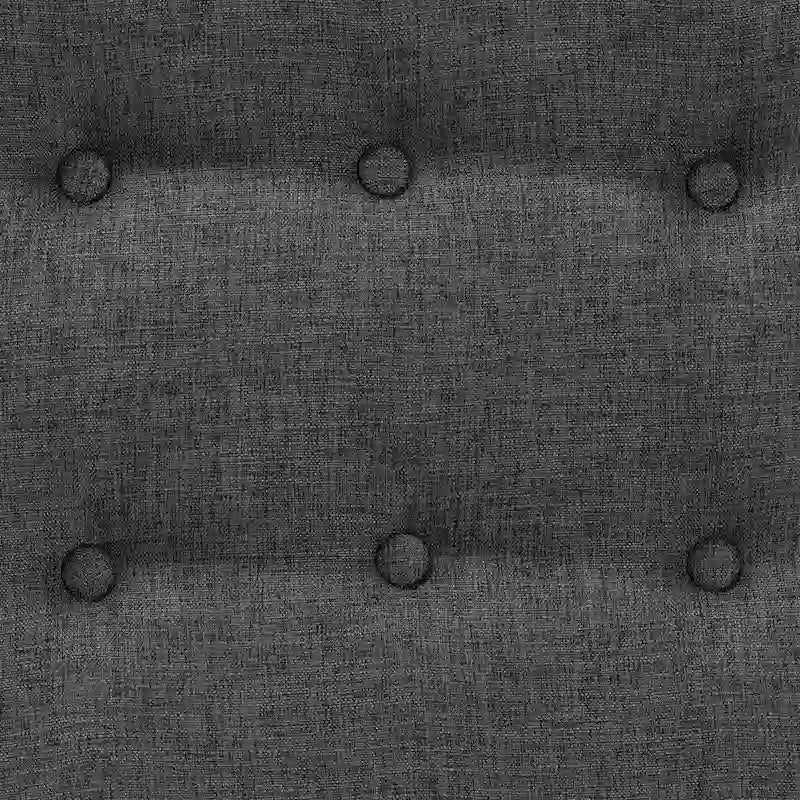 Repose-pieds ottoman Jeanine Japandi en tissu gris foncé et bois finition noyer