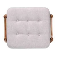 Repose-pieds ottoman Jeanine Japandi en tissu gris foncé et bois finition noyer