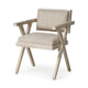 Topanga Chaise de salle à manger à assise enveloppante en tissu beige avec structure en bois massif blond - 23L x 22P x 31.5H