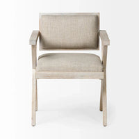 Topanga Chaise de salle à manger à assise enveloppante en tissu beige avec structure en bois massif blond - 23L x 22P x 31.5H