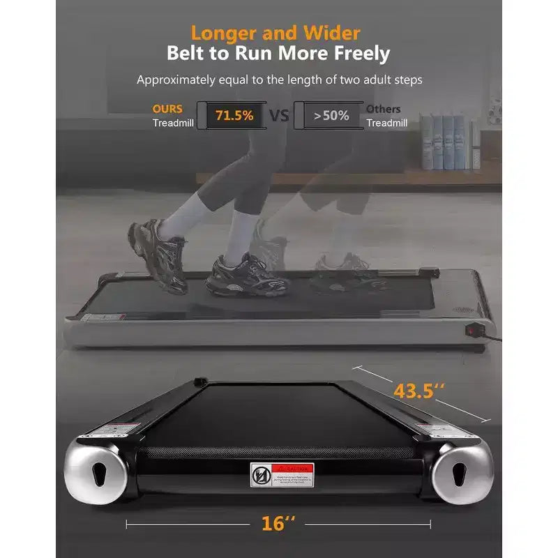 Tapis de course pliable 2,25 CV, tapis de course électrique pour bureau à domicile, tapis de course peu encombrant, tapis de course portable sans assemblage nécessaire pour l'exercice à la maison ou au bureau