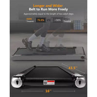 Tapis de course pliable 2,25 CV, tapis de course électrique pour bureau à domicile, tapis de course peu encombrant, tapis de course portable sans assemblage nécessaire pour l'exercice à la maison ou au bureau