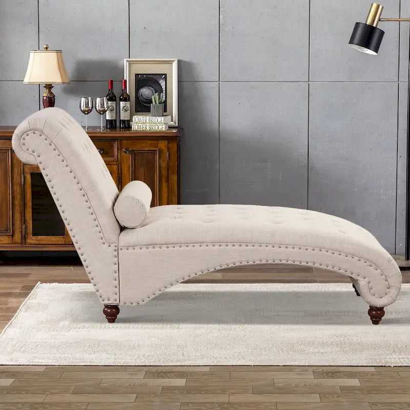 Méridienne d'Intérieur Moderne sans Accoudoirs en Velours avec 1 Coussin Traversin