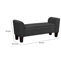 Banc de rangement d'appoint de 55 pouces avec revêtement en velours haute performance, noir