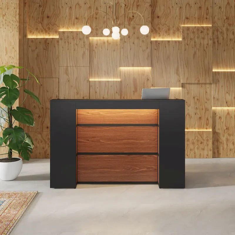 Grand bureau d'accueil avec lumières LED pour salon de coiffure, salle d'accueil, magasin, bureau, hall, commerce de détail, clinique