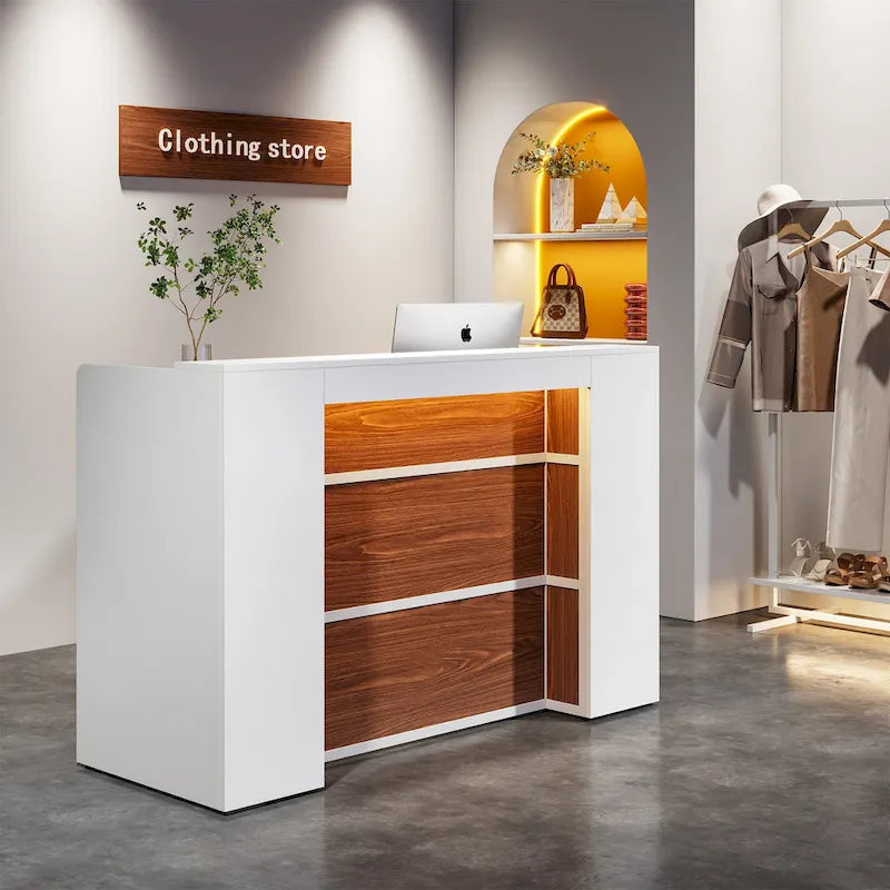 Grand bureau d'accueil avec lumières LED pour salon de coiffure, salle d'accueil, magasin, bureau, hall, commerce de détail, clinique