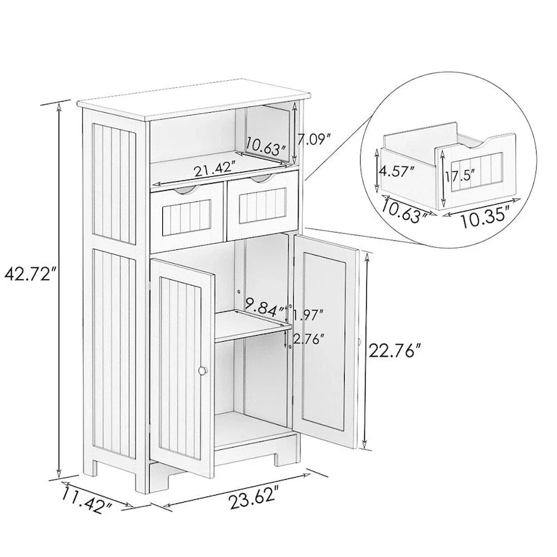 Meuble de sol autoportant pour salle de bain, meuble de rangement