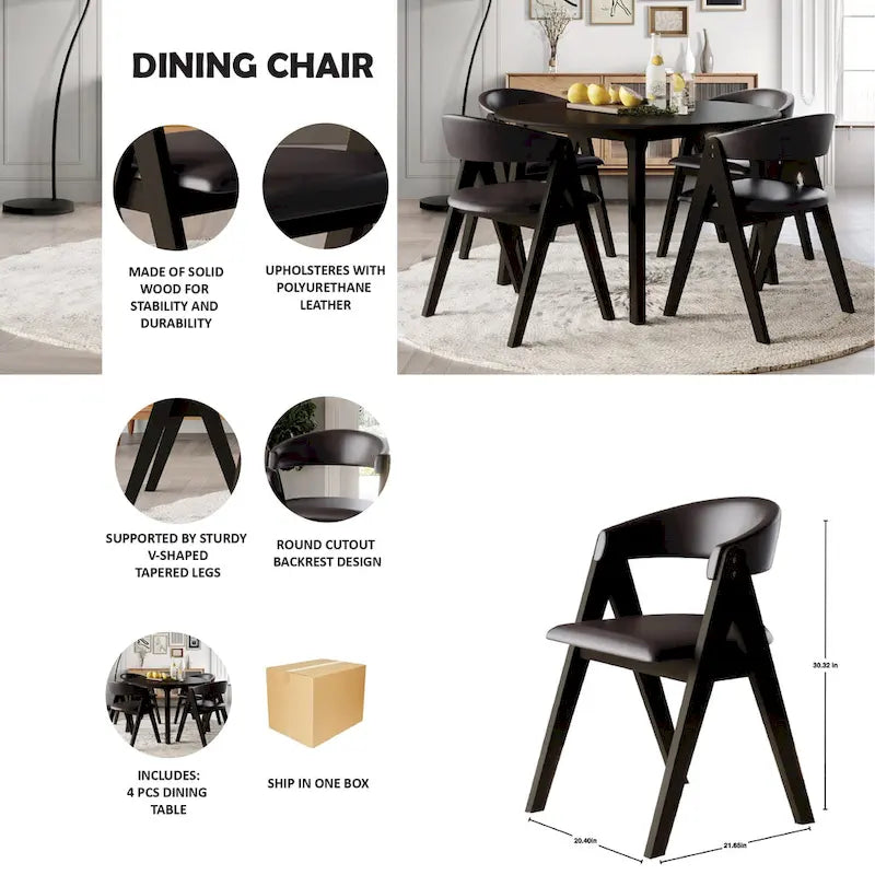 Chaises de salle à manger transitionnelles en V CraftPorch (lot de 4)