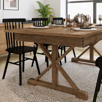 Table à manger pliante rectangulaire en pin massif antique et rustique de 2,1 m x 1,2 m