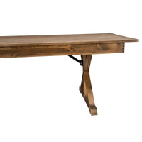 Table à manger pliante rectangulaire en pin massif antique et rustique de 2,1 m x 1,2 m