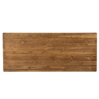 Table à manger pliante rectangulaire en pin massif antique et rustique de 2,1 m x 1,2 m