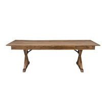 Table à manger pliante rectangulaire en pin massif antique et rustique de 2,1 m x 1,2 m