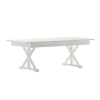 Table à manger pliante rectangulaire en pin massif antique et rustique de 2,1 m x 1,2 m
